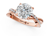 Rose gold Round Cut Diamond Twist Band Solitaire with Prong Setting_59