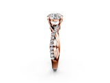Rose gold Round Cut Diamond Twist Band Solitaire with Prong Setting_60