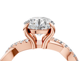 Rose gold Round Cut Diamond Twist Band Solitaire with Prong Setting_62