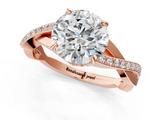 Rose gold Round Cut Diamond Twisted Band Engagement Ring with Prong Setting_16