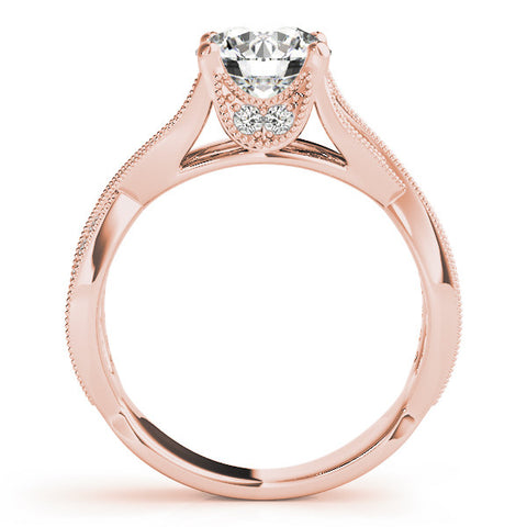 Rose gold Round Cut Diamond Twisted Band with Milgrain Pave Setting and Four-Prong Setting 1
