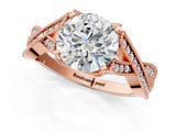 Rose gold Round Cut Diamond Twisted Band with Milgrain Pave Setting and Four-Prong Setting_5