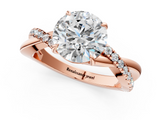 Rose gold Round Cut Diamond Twisted Band with Pavé Setting and Four-Prong Setting_34