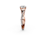 Rose gold Round Cut Diamond Twisted Band with Pavé Setting and Four-Prong Setting_35