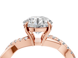 Rose gold Round Cut Diamond Twisted Band with Pavé Setting and Four-Prong Setting_37