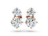Rose gold Round Cut Diamond Two Stone Stud Earrings