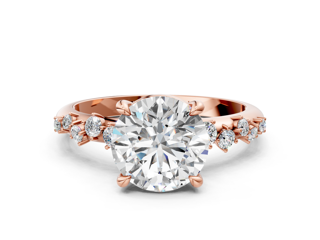 Rose gold Round Cut Diamond Vine Band with Four-Prong Setting_59