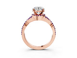 Rose gold Round Cut Diamond with Amethyst side stone Halo Twist Band Solitaire Prong Setting Ring_15