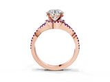 Rose gold Round Cut Diamond with Amethyst side stone Halo Twist Band Solitaire Prong Setting Ring_39
