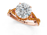 Rose gold Round Cut Diamond with Citrine side stone Halo Twist Band Solitaire Prong Setting Ring_13