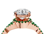Rose gold Round Cut Diamond with Emerald side stone Halo Twist Band Solitaire Prong Setting Ring_16