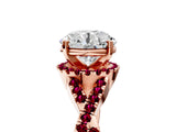 Rose gold Round Cut Diamond with Garnet side stone Halo Twist Band Solitaire Prong Setting Ring_17