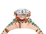 Rose gold Round Cut Diamond with Green Sapphire side stone Halo Twist Band Solitaire Prong Setting Ring_16