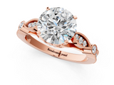 Rose gold Round Cut Diamond with Milgrain Marquise and Bezel Accents on a Solitaire Band with Prong Setting_222