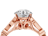 Rose gold Round Cut Diamond with Milgrain Marquise and Bezel Accents on a Solitaire Band with Prong Setting_225