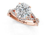 Rose gold Round Cut Diamond with Moissanite side stone Halo Twist Band Solitaire Prong Setting Ring_25