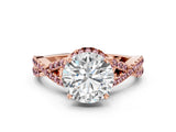 Rose gold Round Cut Diamond with Morganite side stone Halo Twist Band Solitaire Prong Setting Ring_12