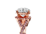 Rose gold Round Cut Diamond with Morganite side stone Halo Twist Band Solitaire Prong Setting Ring_17