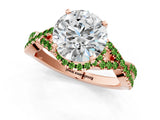 Rose gold Round Cut Diamond with Peridot side stone Halo Twist Band Solitaire Prong Setting Ring_13