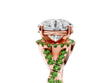 Rose gold Round Cut Diamond with Peridot side stone Halo Twist Band Solitaire Prong Setting Ring_17