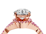 Rose gold Round Cut Diamond with Pink Sapphire side stone Halo Twist Band Solitaire Prong Setting Ring_28