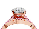 Rose gold Round Cut Diamond with Pink Sapphire side stone Halo Twist Band Solitaire Prong Setting Ring_40