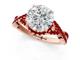 Rose gold Round Cut Diamond with Ruby side stone Halo Twist Band Solitaire Prong Setting Ring_25