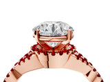 Rose gold Round Cut Diamond with Ruby side stone Halo Twist Band Solitaire Prong Setting Ring_28