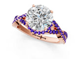Rose gold Round Cut Diamond with Tanzanite side stone Halo Twist Band Solitaire Prong Setting Ring_13