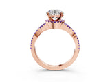 Rose gold Round Cut Diamond with Tanzanite side stone Halo Twist Band Solitaire Prong Setting Ring_39