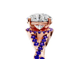 Rose gold Round Cut Diamond with Tanzanite side stone Halo Twist Band Solitaire Prong Setting Ring_41