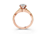 Rose gold Round Cut Diamond with Yellow Sapphire side stone Halo Twist Band Solitaire Prong Setting Ring_15