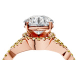 Rose gold Round Cut Diamond with Yellow Sapphire side stone Halo Twist Band Solitaire Prong Setting Ring_40
