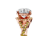 Rose gold Round Cut Diamond with Yellow Sapphire side stone Halo Twist Band Solitaire Prong Setting Ring_41