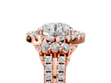 Rose gold Round Cut Double Halo Diamond Engagement Ring with Pave Band and Four-Prong Setting_34