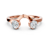 Rose gold Round Cut Dual Diamond Open Band with Prong Setting_4