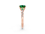 Rose gold Round Cut Emerald Cluster Side Stone Solitaire Ring with Prong Setting_26