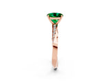 Rose gold Round Cut Emerald Engagement Ring with Side Stone Accents and Four-Prong Setting_29