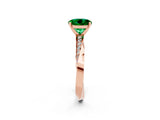 Rose gold Round Cut Emerald Engagement Ring with Side Stone Accents and Four-Prong Setting_62