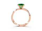 Rose gold Round Cut Emerald Engagement Ring with Side Stone Accents and Four-Prong Setting_63