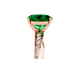 Rose gold Round Cut Emerald Engagement Ring with Side Stone Accents and Four-Prong Setting_65