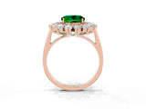 Rose gold Round Cut Emerald Floral Double Halo Engagement Ring with Prong Setting_63