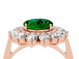 Rose gold Round Cut Emerald Floral Double Halo Engagement Ring with Prong Setting_64