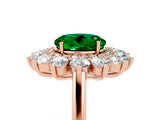 Rose gold Round Cut Emerald Floral Double Halo Engagement Ring with Prong Setting_65