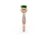 Rose gold Round Cut Emerald  Halo Twist Band Solitaire Prong Setting Ring_26