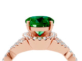 Rose gold Round Cut Emerald  Halo Twist Band Solitaire Prong Setting Ring_28