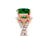 Rose gold Round Cut Emerald  Halo Twist Band Solitaire Prong Setting Ring_29