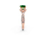 Rose gold Round Cut Emerald  Halo Twist Band Solitaire Prong Setting Ring_44
