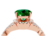Rose gold Round Cut Emerald  Halo Twist Band Solitaire Prong Setting Ring_46