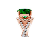 Rose gold Round Cut Emerald  Halo Twist Band Solitaire Prong Setting Ring_47